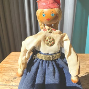 Vintage Latvian traditional Folk doll Vintage Wooden Doll Latvian Traditional Doll Made in USSR in 1970s