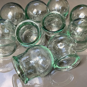 Medizinisches Feuer Schröpfgläser 10er Set Blaues Vintage Medizinisches Glas Schröpfen Chinesische Medizin Kleine Vasen Massivglas Made in der UdSSR (#39)