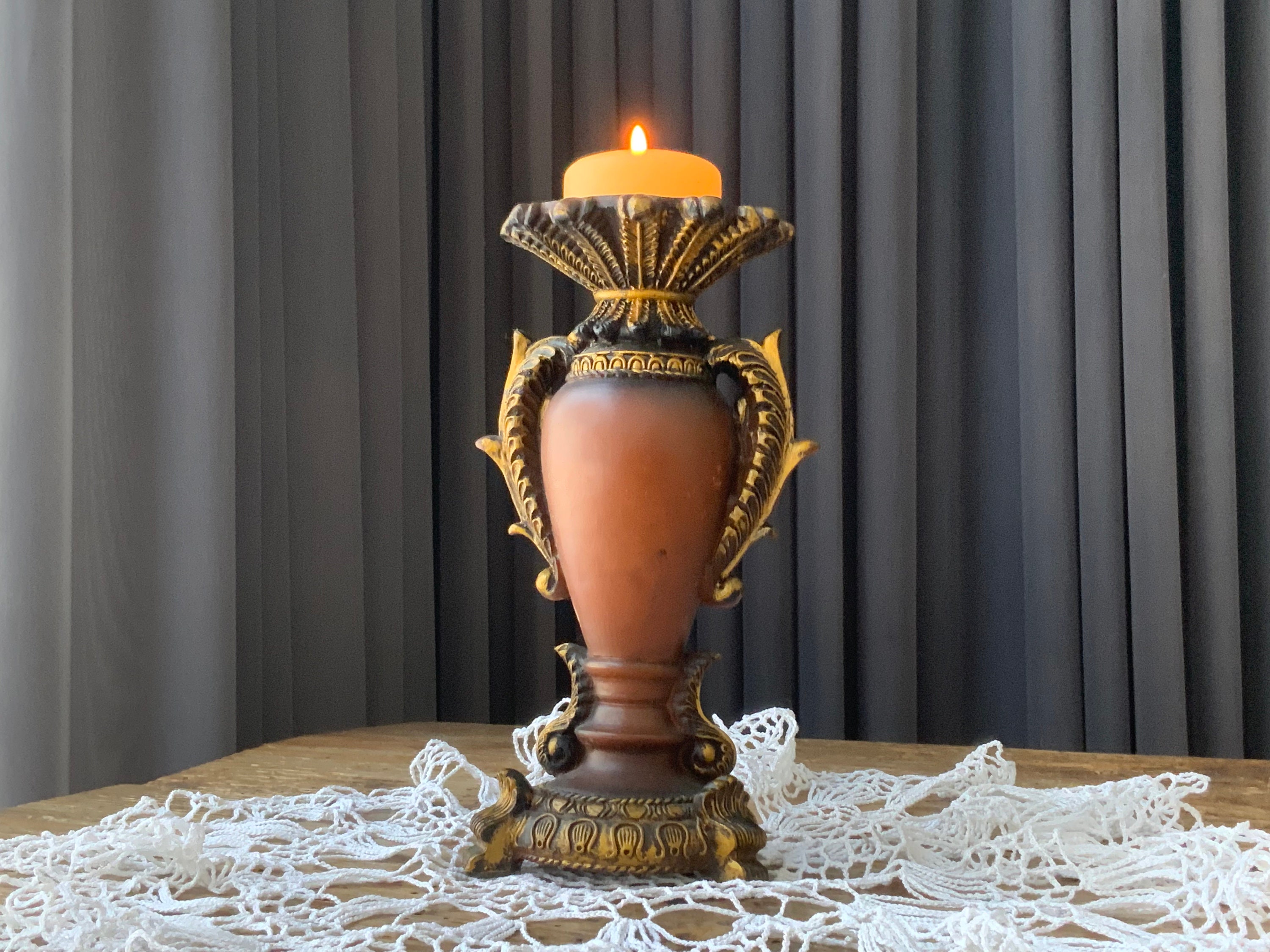 Vintage candlestick, candle holder, elegant home decor, bedroom decor 90s