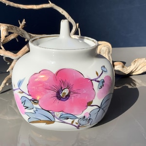 Vintage Lomonosov LFZ Porcelain Sugar Bowl: Floral Design, Unoriginal Lid
