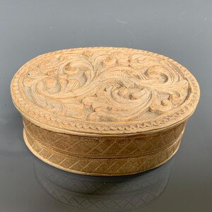 Carved wood Vintage Wooden Box, trinket box, storage, Jewelry box,