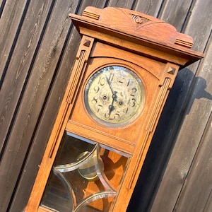 Antique Gustav Becker Oak Wall Clock: Mechanical Hanging, c. 1910