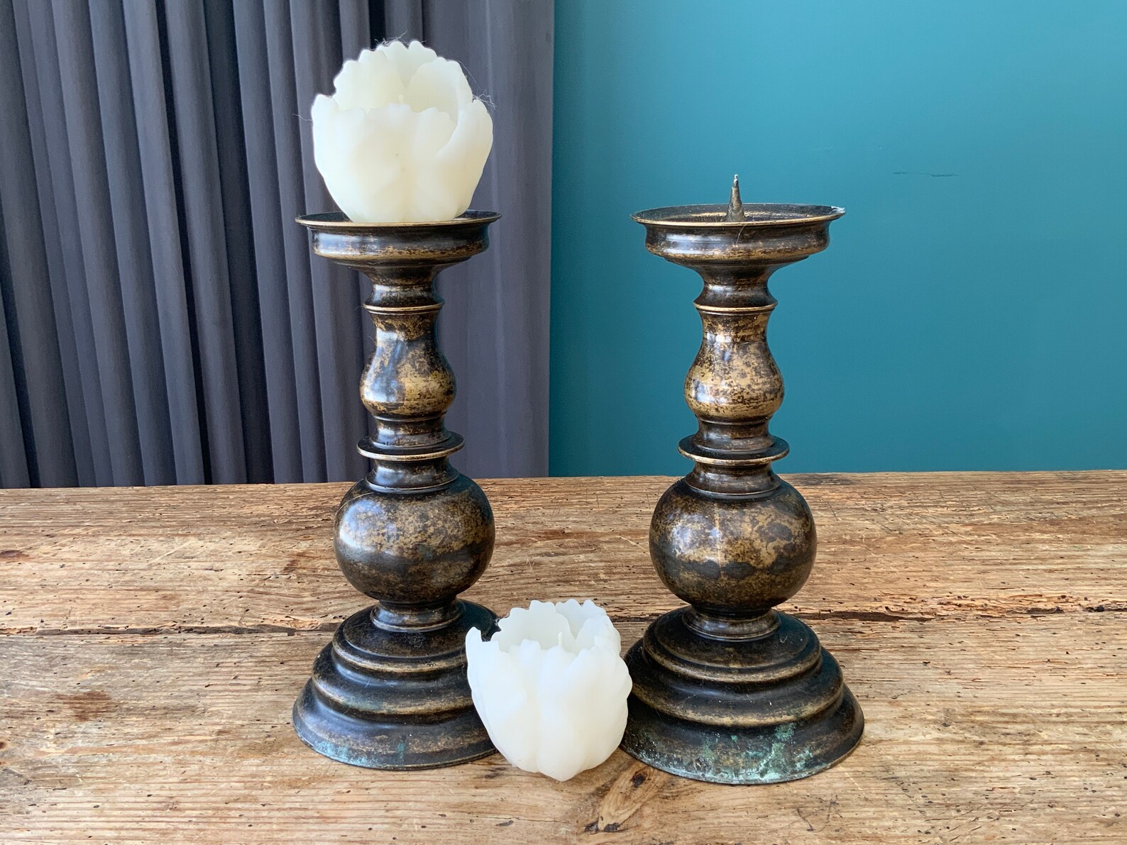 Vintage Brass Bronze Candle Holder for Two Candles Painted Etsy