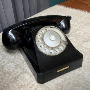 Mid-century Black color Vintage Rotary Telephone, 1970s phone - made in USSR Home Decor