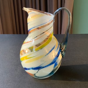 COLOR GLASS Jug, PITCHER 600ml Vintage, Multi Color Glass Jug Vintage Home Decoration, Ussr (#51)