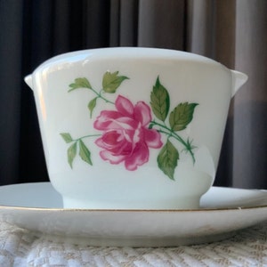 Vintage Bavaria Germany white gravy boat, saucer, Germany, 1970s