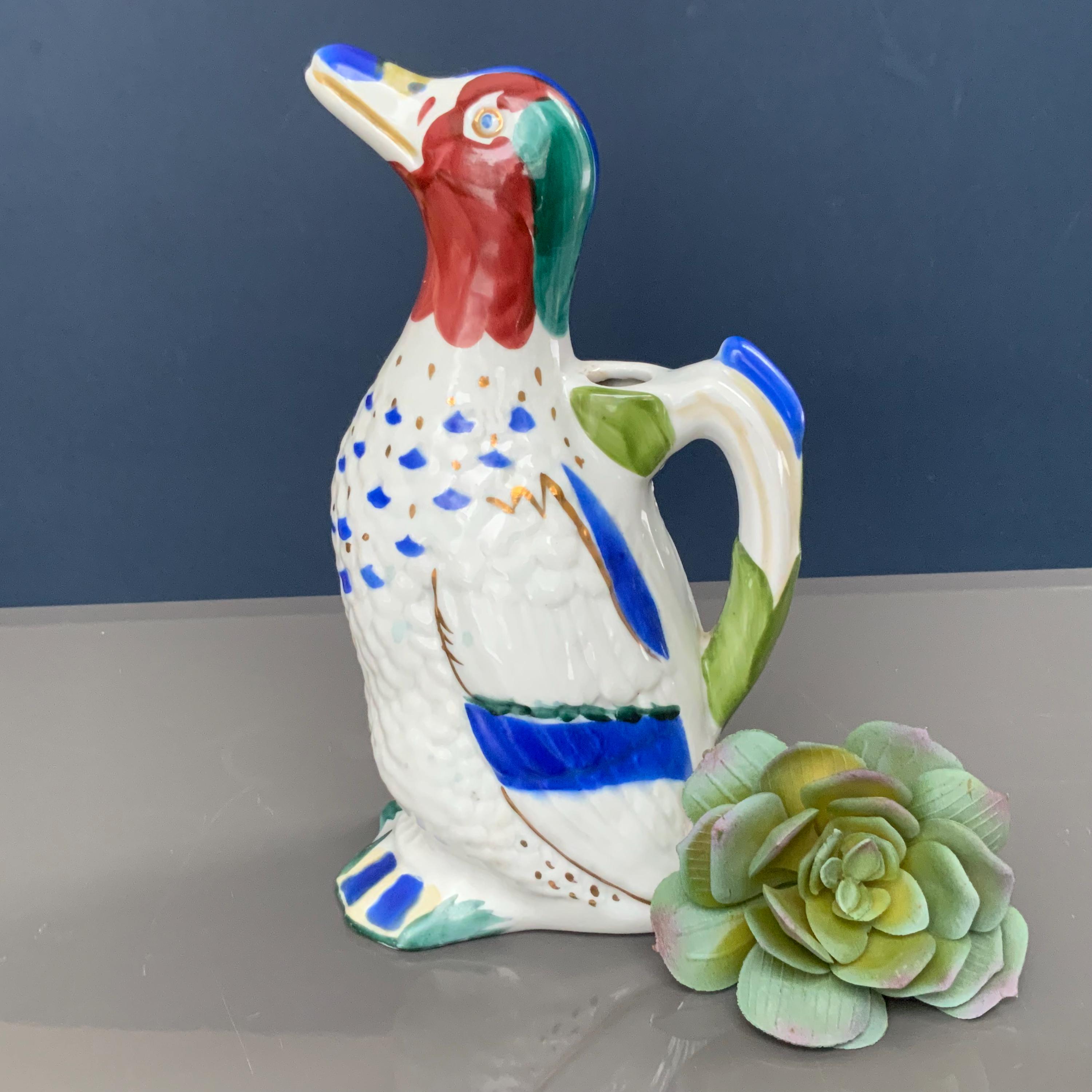LFZ Lomonosov Porcelain Statuette, Duck Decanter, Jug, Vintage