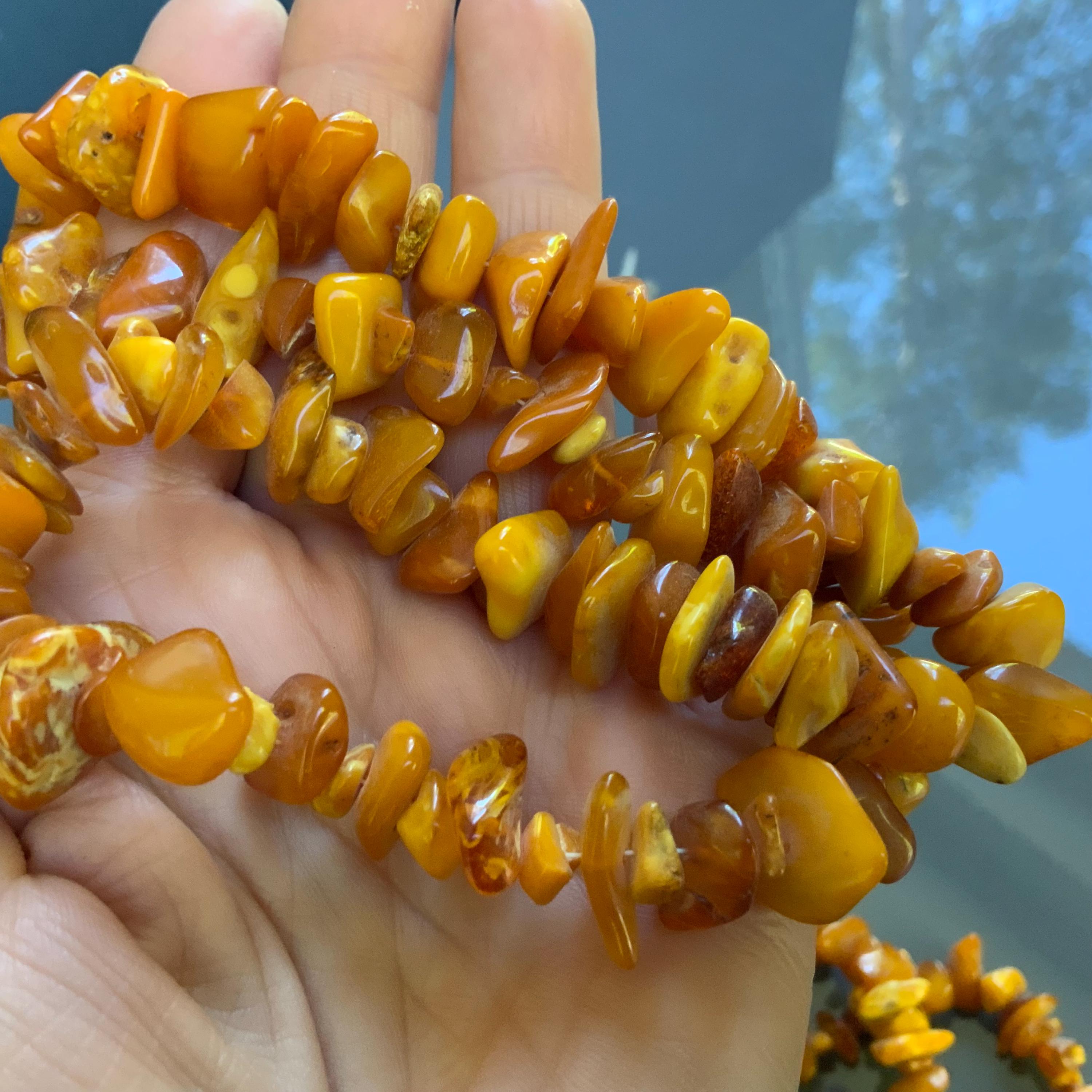 Pendentif Ambre Baltique Naturel Vintage - Jaune D'Œuf Caramel - Chaîne Inc.