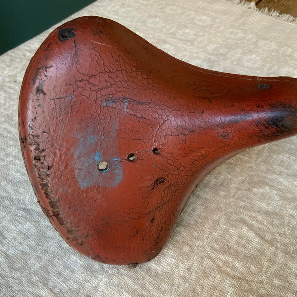 Vintage leather bicycle seat Soviet Bicycle saddle USSR,  bicycle, leather bike seat, bicycle accessories, old retro bike parts,made in USSR