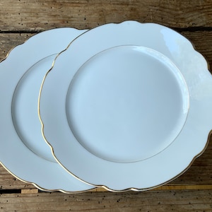 Two Antique KPM - Berlin - White 2x gold rimmed Dining Plates
