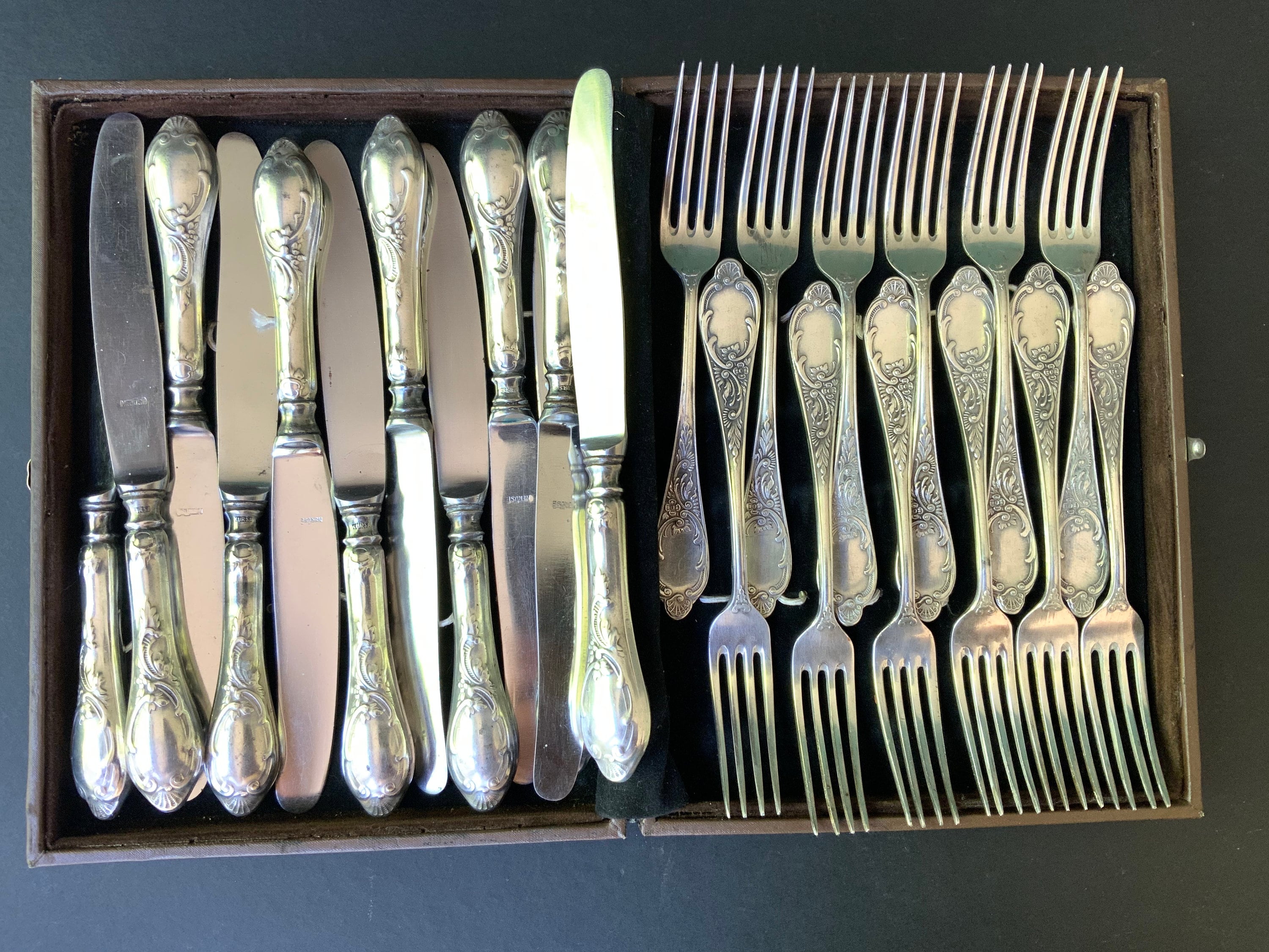 24 X Alpaca Forks and Knives Antique Flatware, Stainless Cutlery