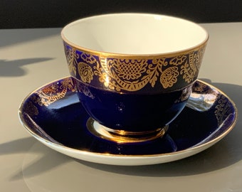 Lomonosov Cobalt Net Tea Trio: Vintage USSR Imperial Porcelain - Etsy