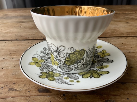 Vintage Lomonosov Porcelain Cup and Saucer: Imperial Bone China