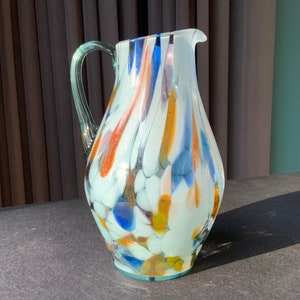 COLOR GLASS PITCHER Vintag, Multi Color Glass Pitcher 1L, Vintage Home Decoration, Ussr (#262)
