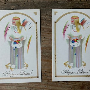 Cartoline di auguri di Buona Pasqua inutilizzate, set di 2 cartoline d'auguri di Pasqua vintage dell'URSS sovietica della Lettonia.