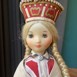 Vintage Latvian traditional plastic doll Vintage Doll in Latvian national costume, Traditional Latvia Doll Made in USSR in 1970s