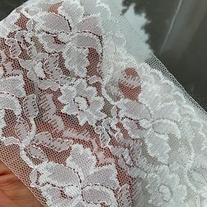 Pizzo vintage fai da te inutilizzato, pizzo sovietico, pizzo bianco, pizzo floreale URSS, arti e mestieri, arti e mestieri/nastri di rifinitura/materiali da cucito
