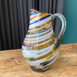COLOR GLASS PITCHER Vintag, Multi Color Glass Pitcher 0.7L, Vintage Home Decoration, Ussr (#62)