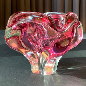 Bohemian Heavy Art Glass Vase Glass ashtray Art Glass Ashtray Vintage Bohemian Czech Heavy glass vase