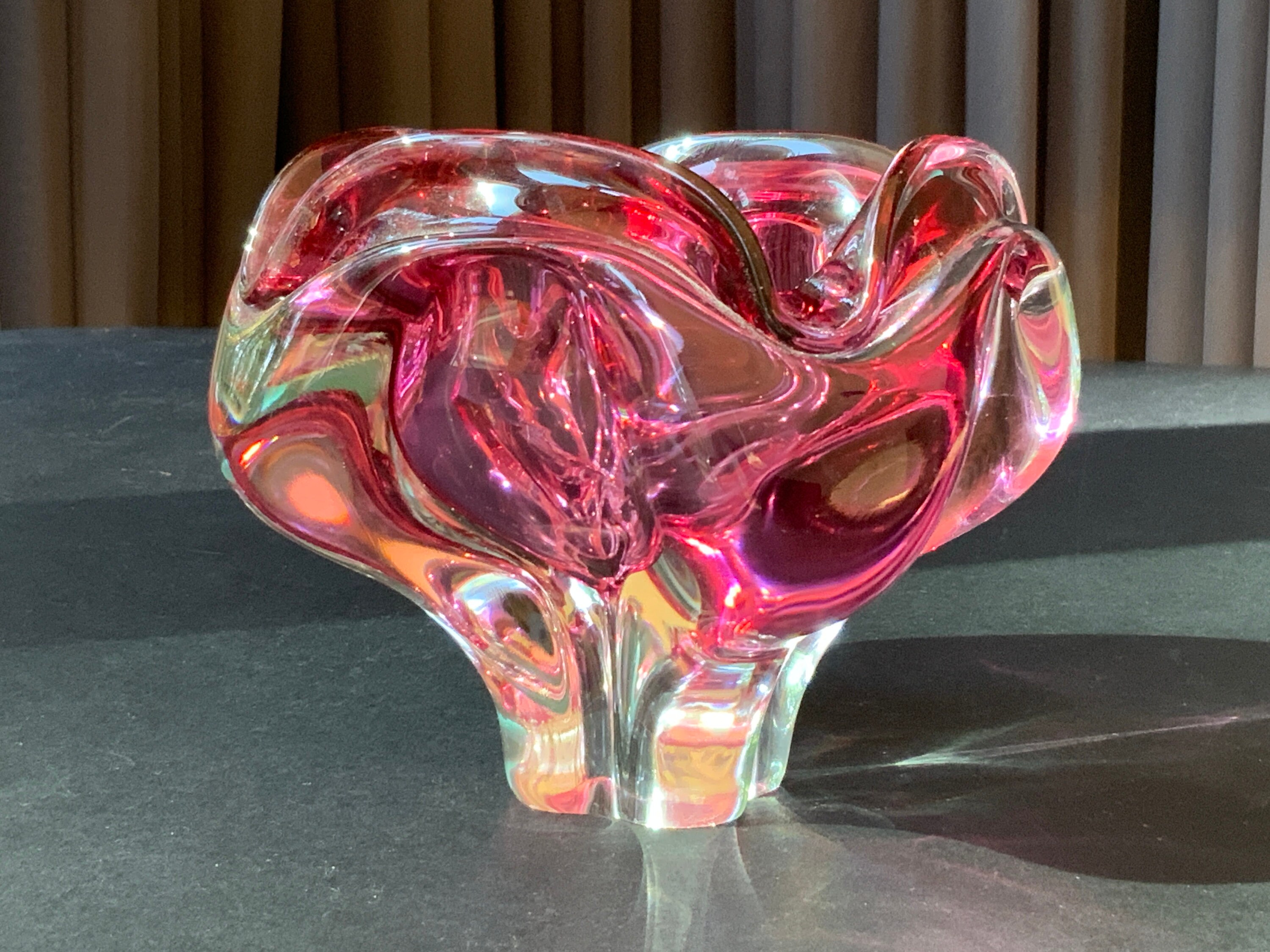 Vintage Bohemian Art Glass Vase: Heavy Czech Glass Ashtray - Etsy