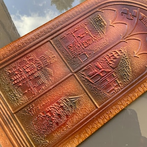 Riga leather folder Latvian Vintage Leather Covers with Pressed Old Riga Pattern Vintage Leather Accessory Latvia