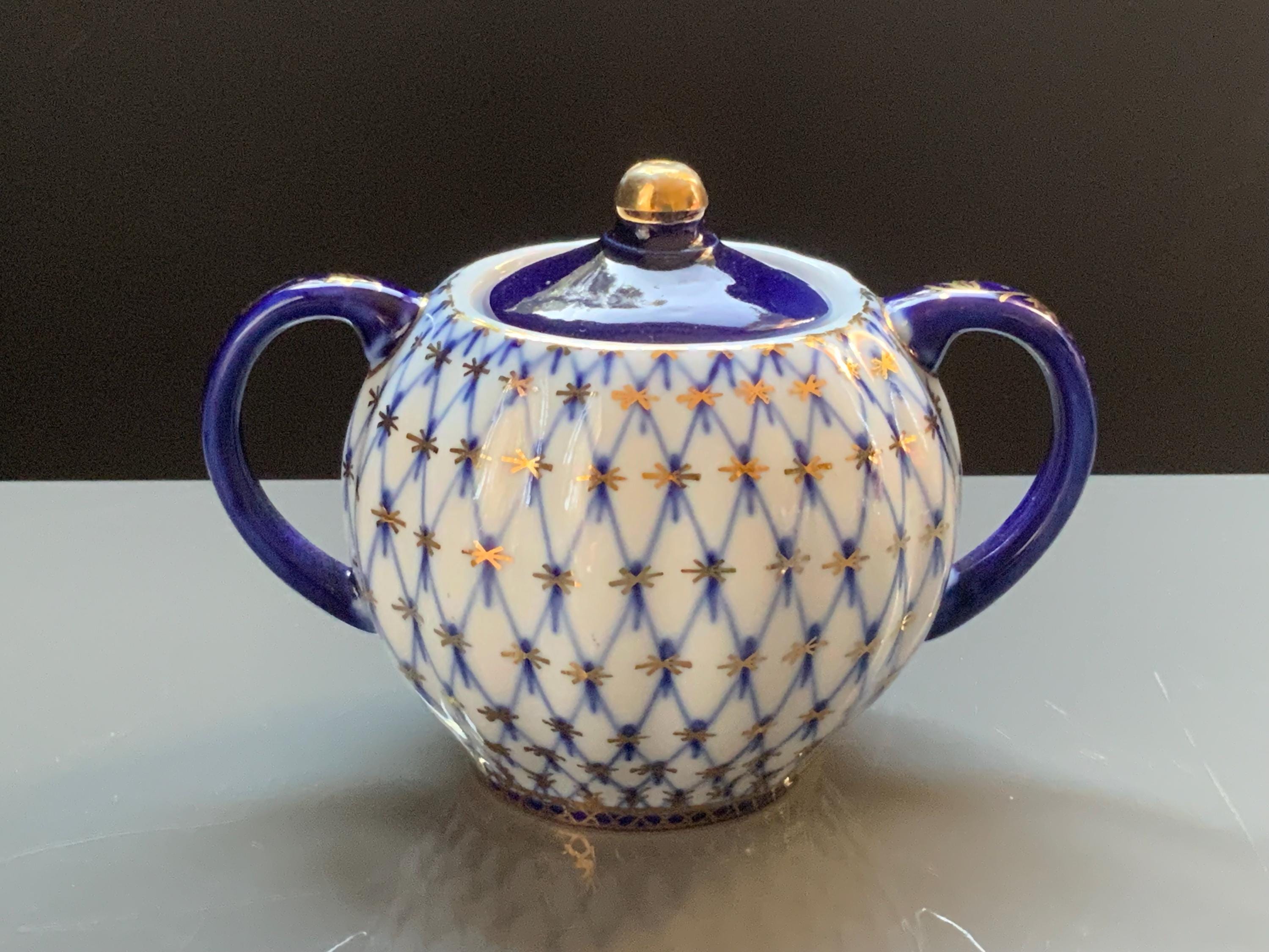 Vintage Lomonosov Imperial Porcelain Cobalt Net Tea Trio - Etsy