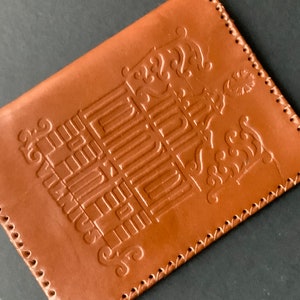 Unused, Small Leather document cover & passport holder, Latvia Vintage, Leather Cover Latvian  Pattern, Vintage Leather Accessory