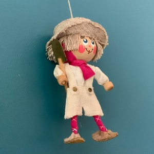 Hanging Vintage Latvian traditional doll, vintage folk boy, Vintage Wooden Doll Latvian Traditional Doll Made in USSR in 1970s