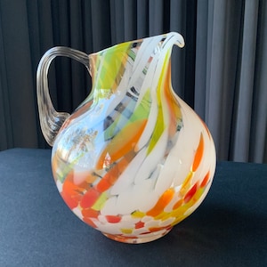 Big COLOR GLASS PITCHER Vintag, Multi Color Glass Pitcher 1.6L, Vintage Home Decoration, Ussr