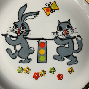 RPR Riga porcelain factory RPF, medium Children&#39;s Plate, porcelain Small plates Tableware, Made Riga Latvia Porcelain RPR. vintage