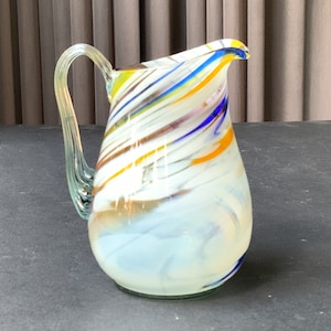 Small COLOR GLASS PITCHER Vintag, Multi Color Glass Pitcher 0.3L, Vintage Home Decoration, Ussr (#31)