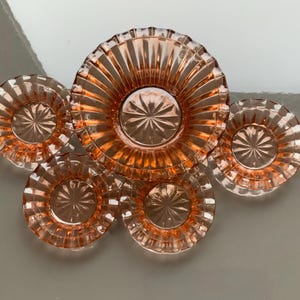 Vintage Rosaline Pink Glass Bowl Set: Dessert & Serving Bowls