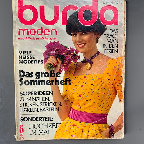Burda Modenのヴィンテージ雑誌、裁縫パターンと説明書、1978～1979年