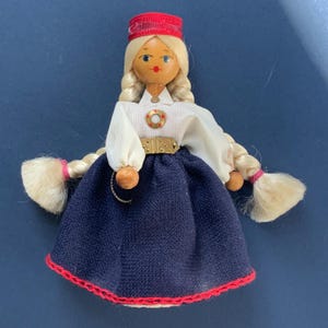 Vintage Latvian traditional doll Vintage Wooden Doll Latvian Traditional Doll  in 1970s ( 606 )