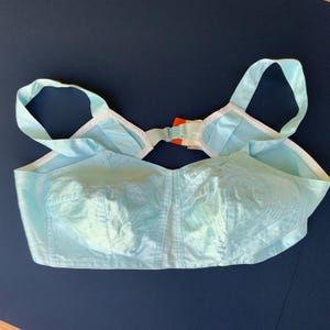 UNUSED Vintage lingerie 70s bullet bra,Light blue vintage White satin cotton bra. Satin bra USSR cotton lingerie, organic cotton