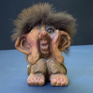 Vintage Norwegian Forest Troll Figurine, Handmade Chalk/clay