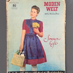 1944s sewing patterns magazine, MODEN WELT magazine  old sewing pattern, 1944s Modenschau fashion magazine with sewing pattern