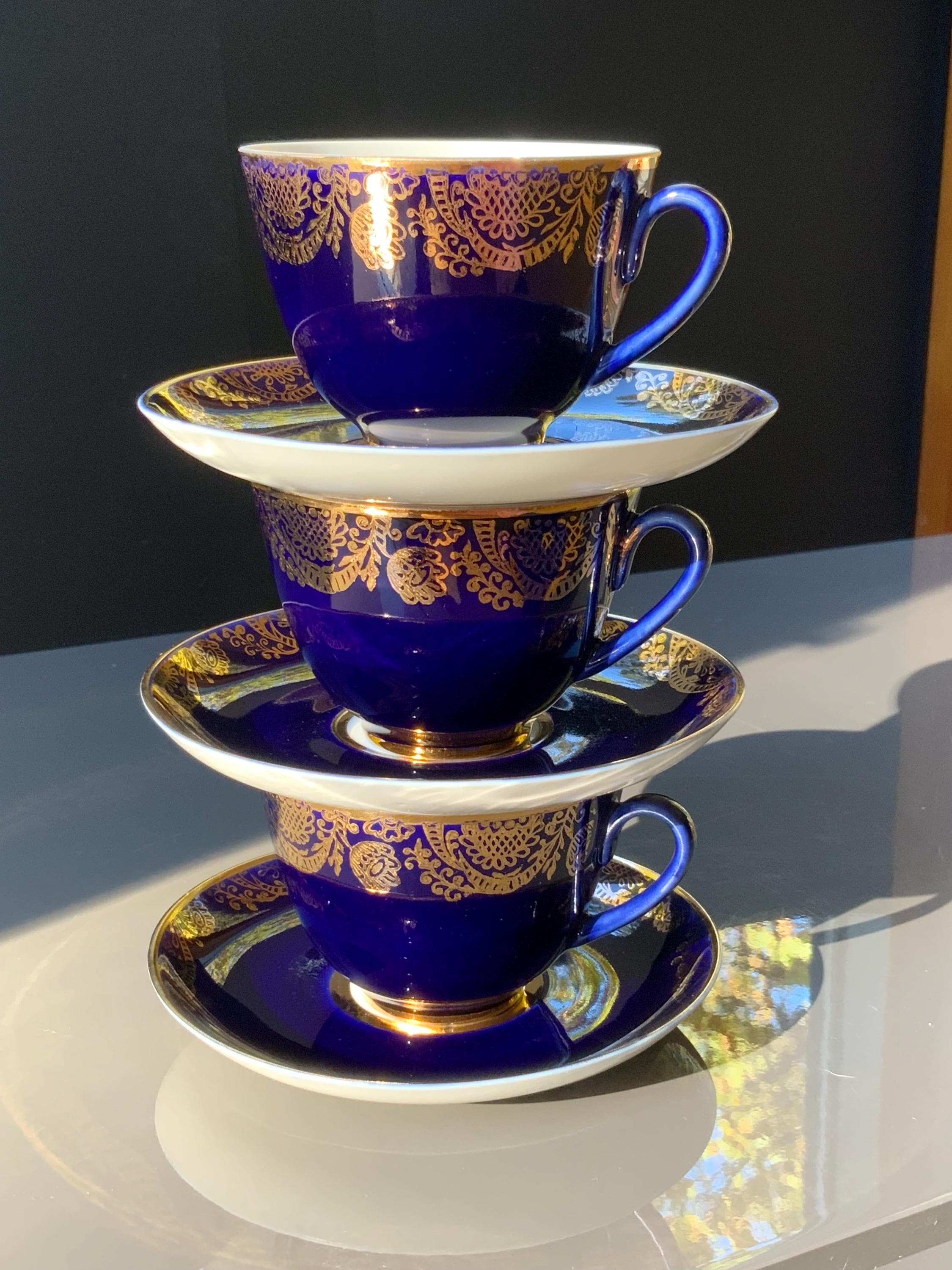 Lomonosov Imperial Porcelain Cobalt Blue Cup and Saucer Set - Etsy