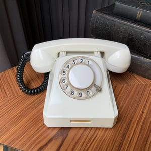 Unused, in original box, Vintage White Rotary Telephon TA-65, 1960s , the phone - made In USSR Home Decor