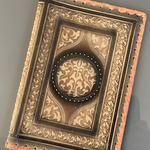 Unused, Vintage Tooled Leather Book Cover with oriental pattern. ( K 1 )