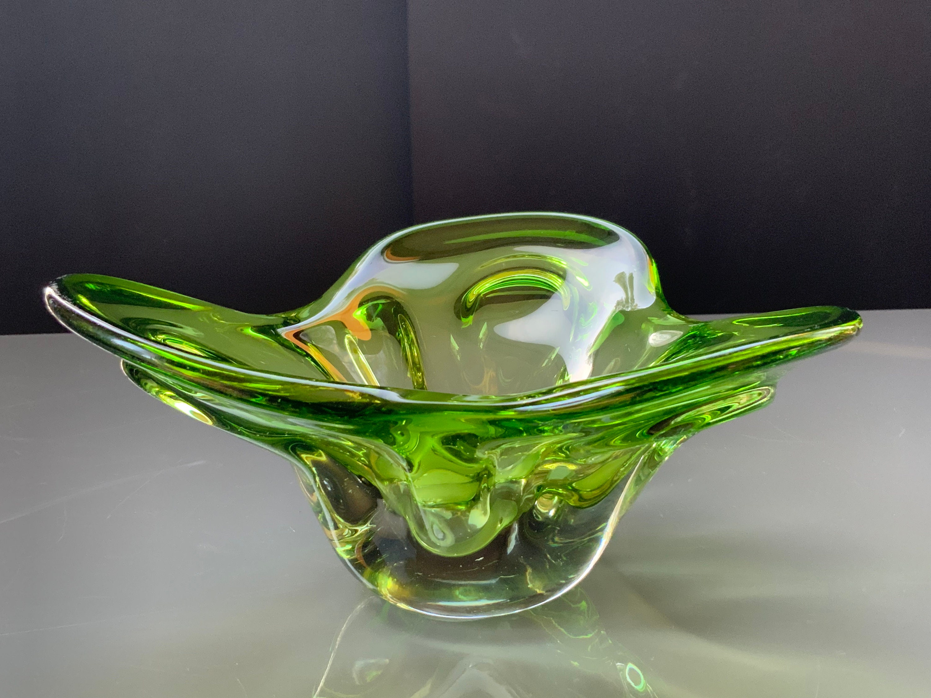 CENTERPIECE or Fruit Bowl, Green vase, Swedish Style, Art Glass, Gorgeous Tablescape Inspiration, Perfect Tablescape. (#12)