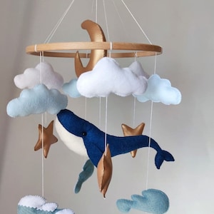 Whale baby mobile, Ocean nursery mobile, Sea Animal mobile, Cot mobile boy, Crib hanging mobile