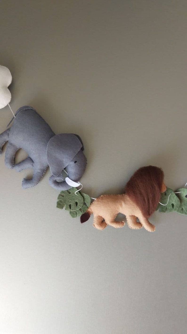 Safari Animals Garland Nursery Monstera Wall Decor Garland Etsy