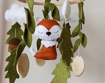 Fox baby mobile, Forest Mobile, Fox Nursery decor, Forest animals, baby shower gift woodland inspire