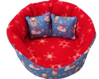 Handmade Guinea Pig Cuddle Cup Xmas Guinea Pattern Chinchilla Hedgehog Bed Snuggle Bed Nest For Small Pets