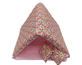 Handmade Guinea Pig Teepee Flowers Pattern Chinchilla Hedgehog Bed