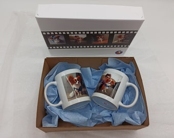 Gift Box with 2 Papillon Dogs Mugs