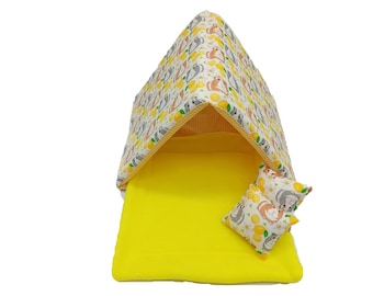 Handmade Guinea Pig Teepee Lemons Pattern Chinchilla Hedgehog Bed