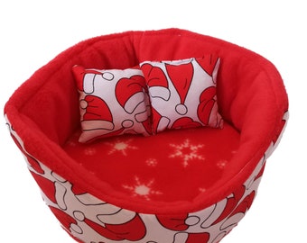 Guinea Pig Cuddle Cup Xmas Santa Hat Pattern Chinchilla Hedgehog Bed Snuggle Bed Nest For Small Pets