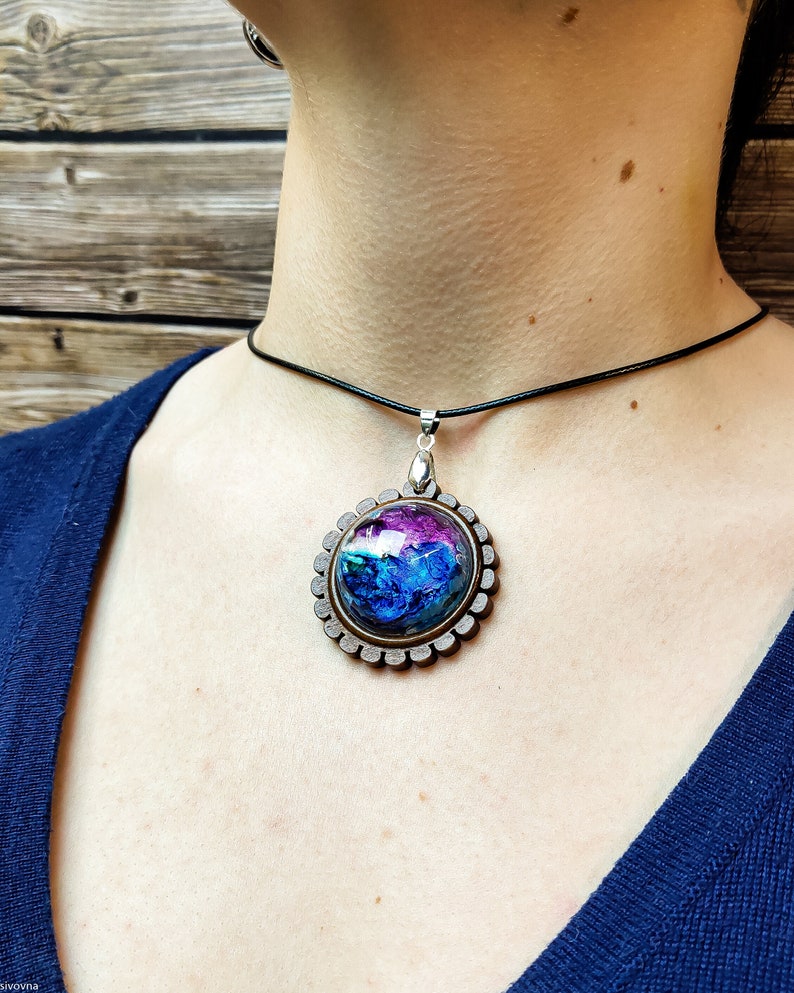 Resin Pendant Pendant necklace Wood and Resin Pendant, Birthday gift Unique Pendant